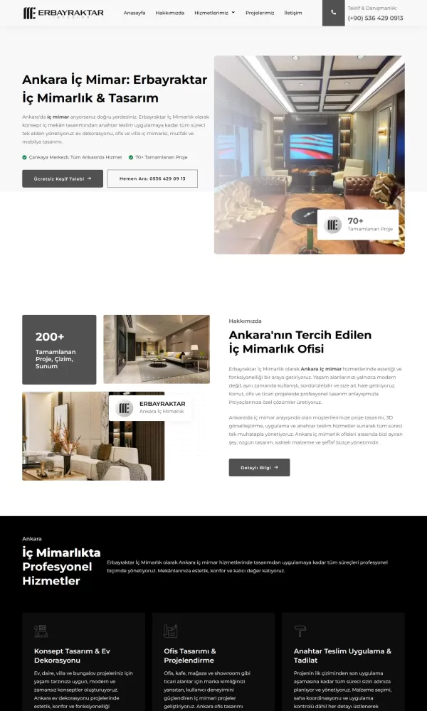 Erbayraktar İç Mimarlık web sitesi ekran görüntüsü