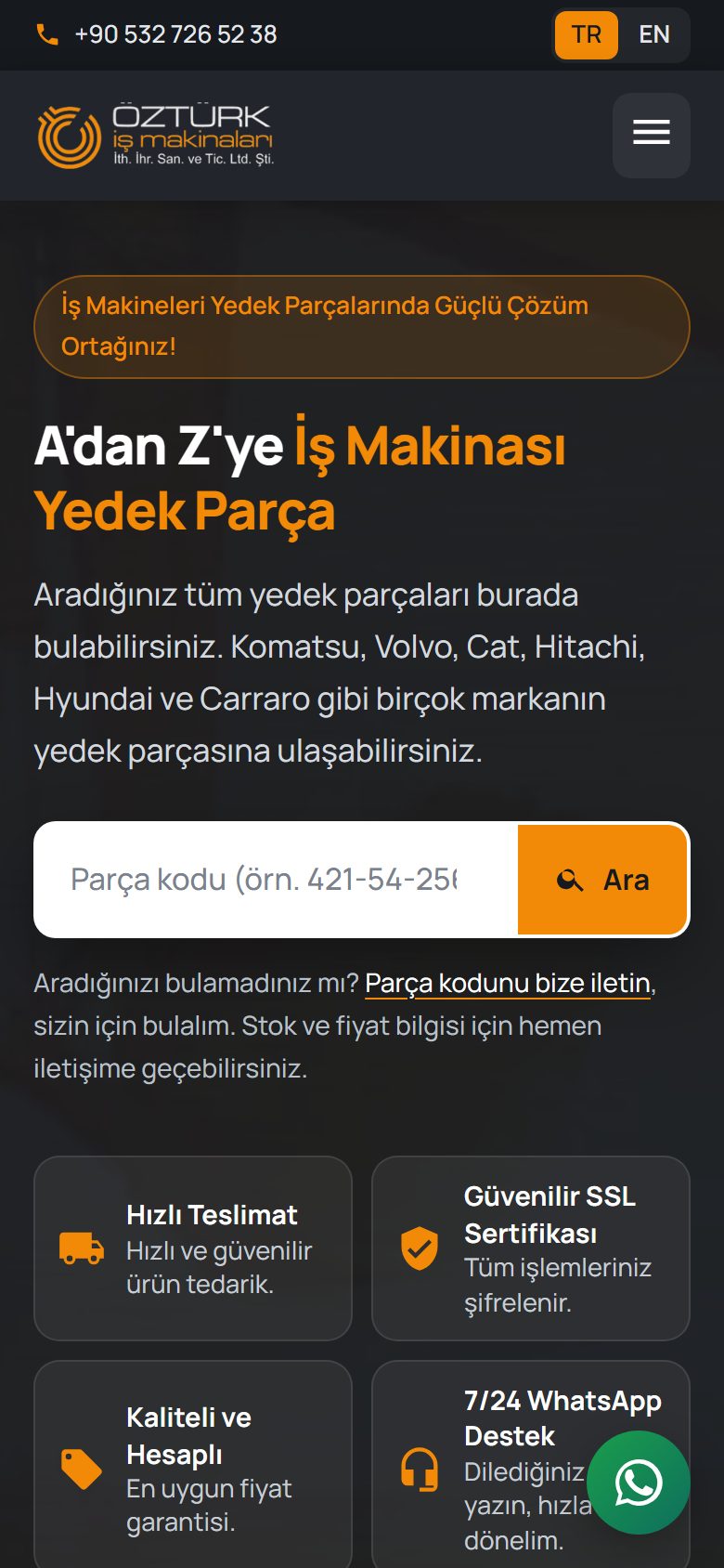 Öztürk İş Makinaları mobil ekran görüntüsü